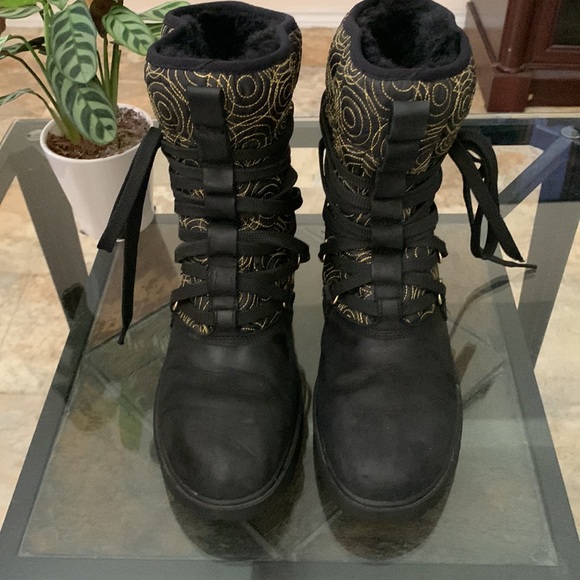 TIMBERLAND Guilted Golden Swirl Leather Lace-Up Boots - Picture 2 of 11